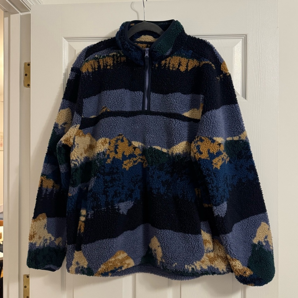 Men's Sherpa Quarter Zip - Mountains Print